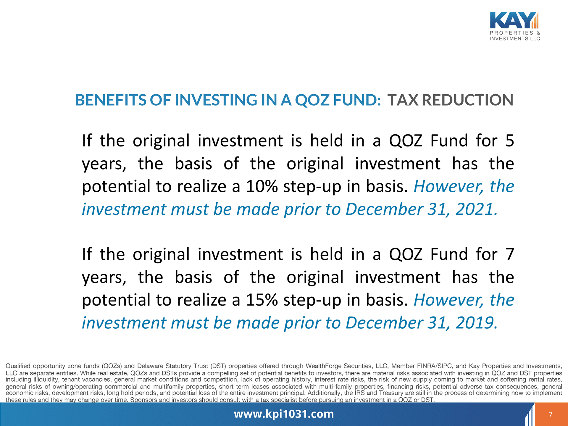 Tax Defferal with a QOZ Fund | Kay Properties